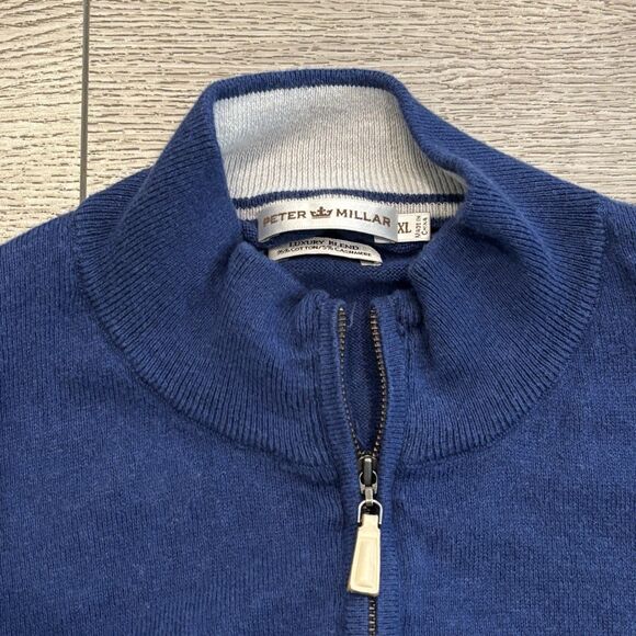 Peter Millar 1/4 Zip Sweater Vest Mens XL Blue Luxury Cashmere Blend Golf Preppy - Picture 2 of 6